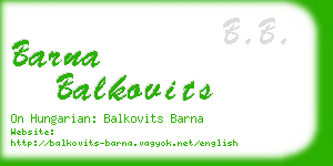 barna balkovits business card